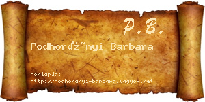 Podhorányi Barbara névjegykártya